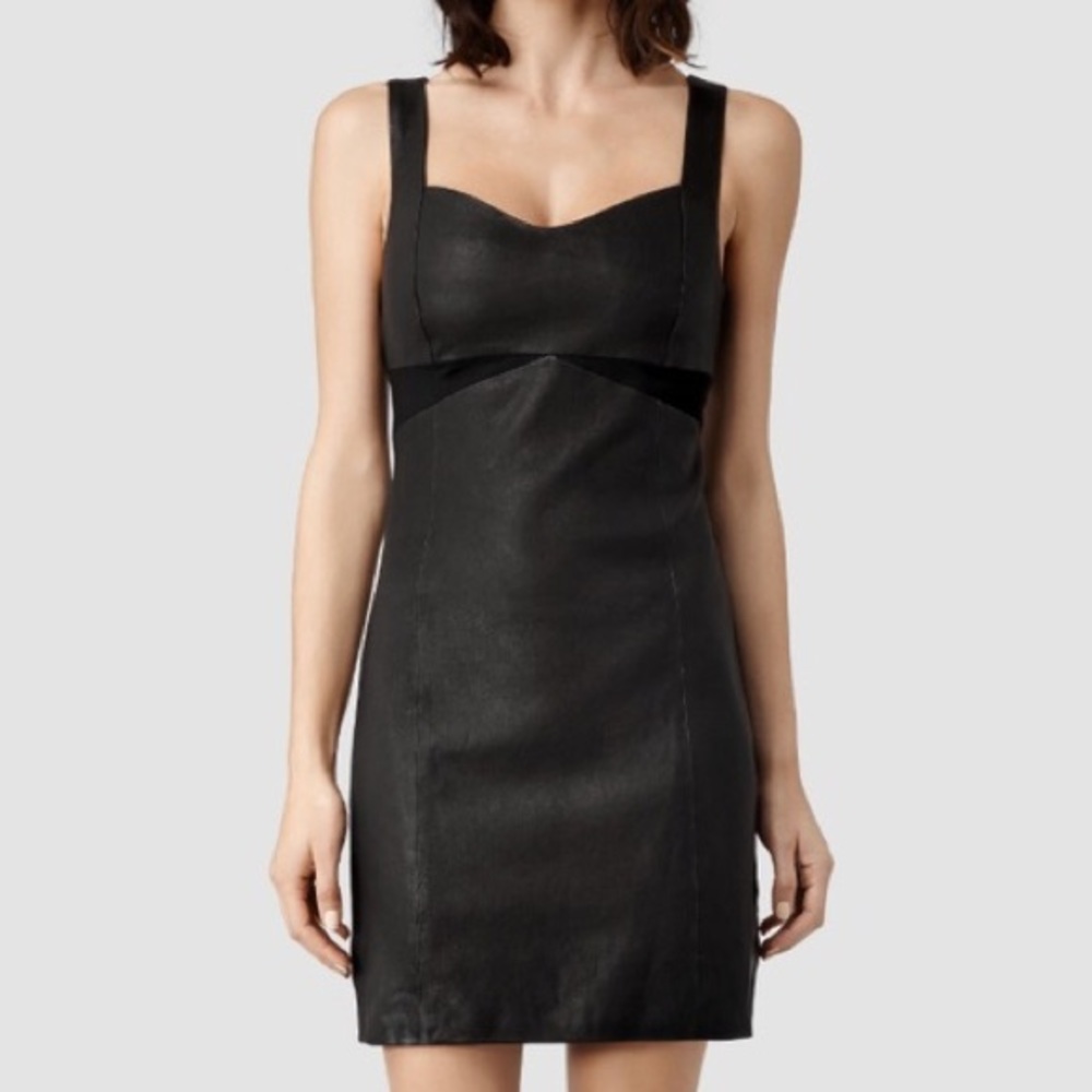 Allsaints Turi Stretch Black Leather Dress US 4